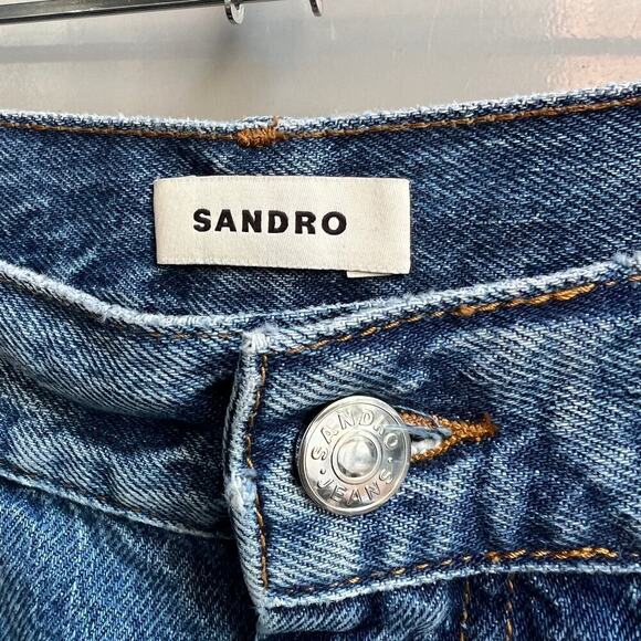 Sandro High Rise Straight Leg Medium Wash Jeans Size FR36 - Picture 5 of 8